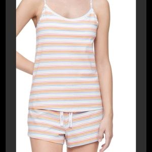 CK Calvin Klein Pajamas tank short set.  Large white multi color  stripes